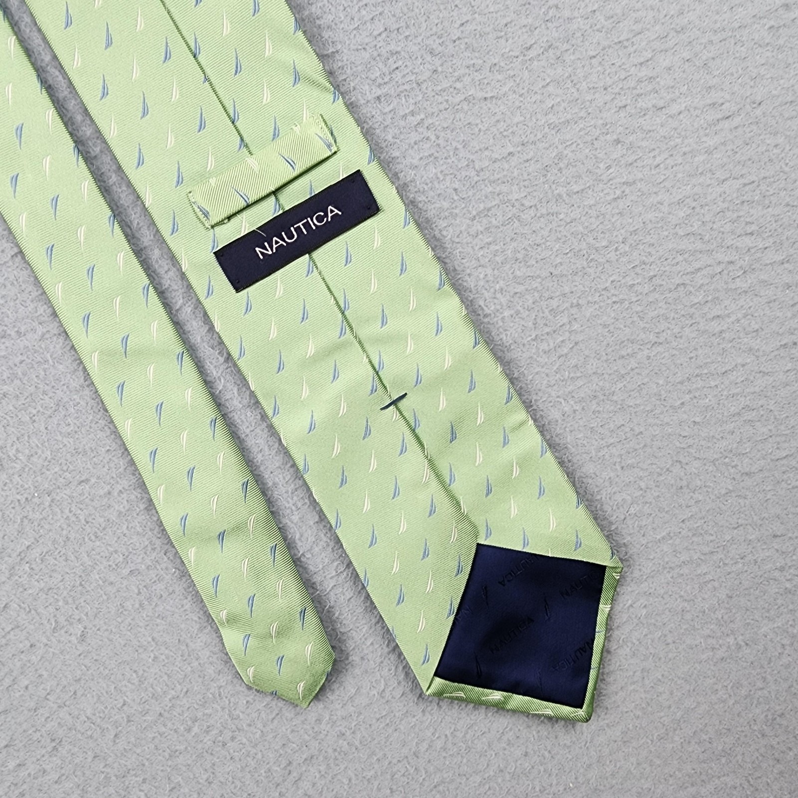 Nautica Tie Mens One Size Green Sailboat Nautical 100 Silk Classic Necktie